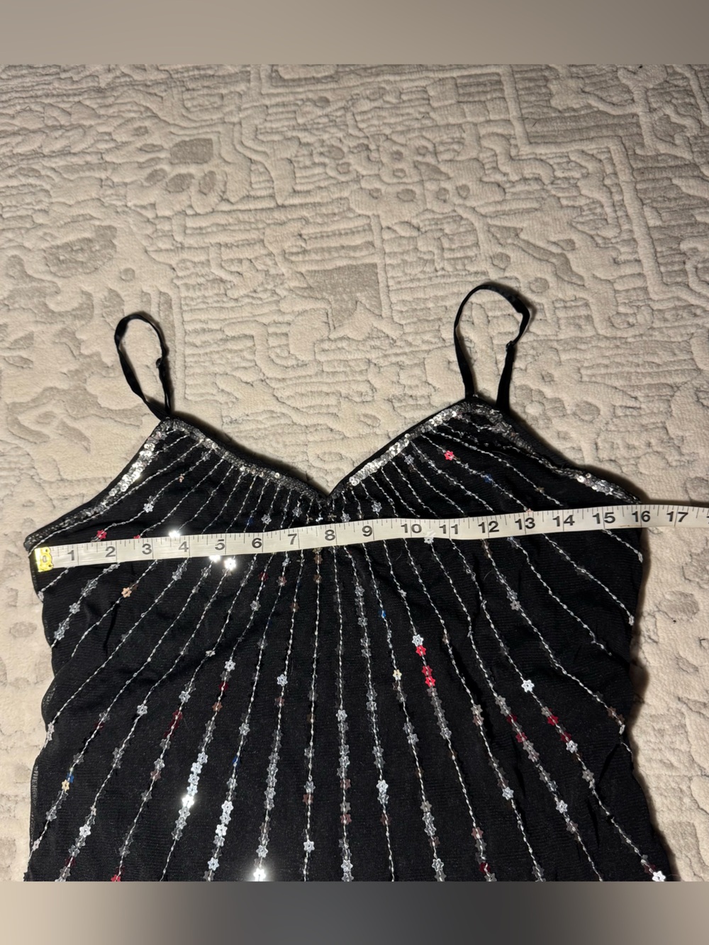 Vintage Y2K The Limited Black star sequin top with adjustable straps. Size: L 🪩 - Picture 6 of 7